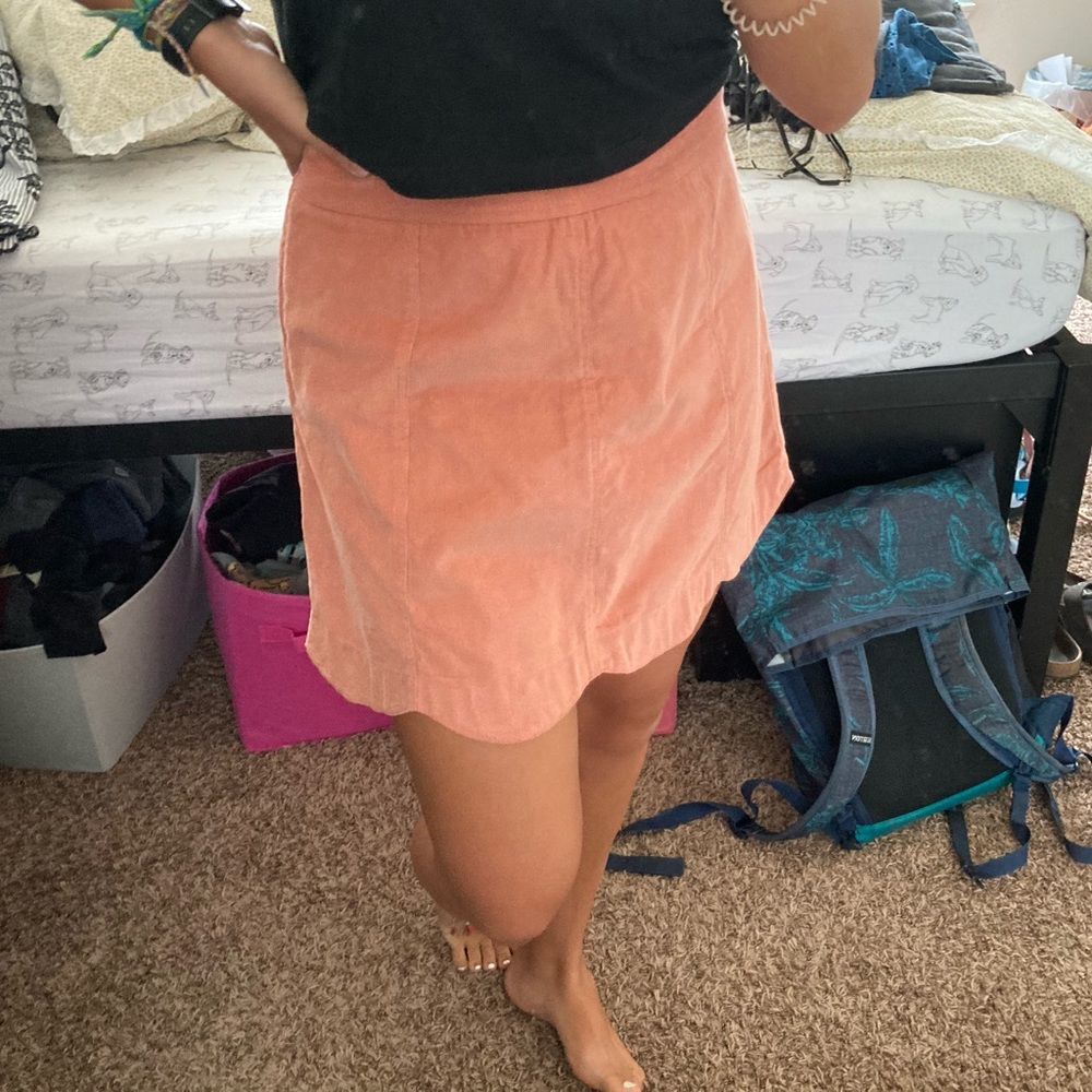 Rose Pink Corduroy Scalloped Skirt